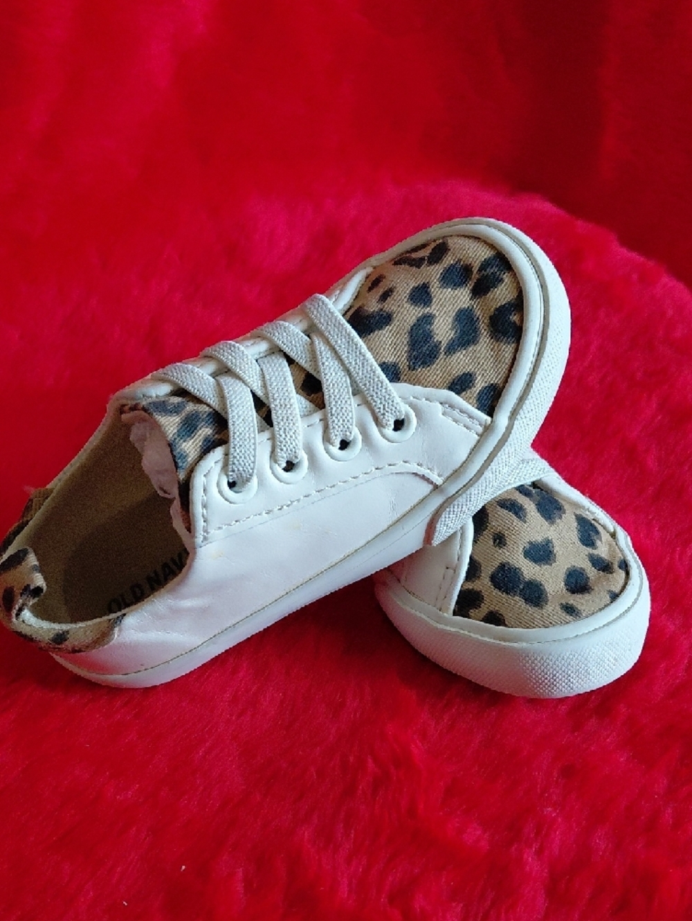 Old Navy Leopard Print Cream and Brown Kids Sneaker